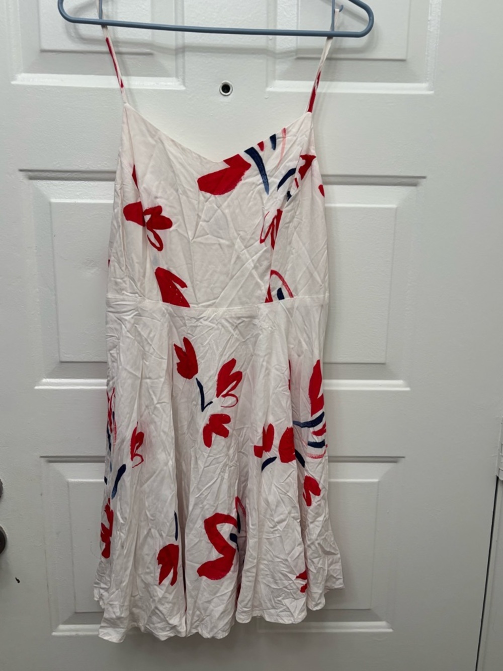 Old Navy White Midi Dress with Red & Navy Floral Print